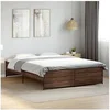 Image de Bedframe bewerkt hout metaal bruin eikenkleur 140x200 cm3279891