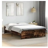 Image de Bedframe bewerkt hout metaal gerookt eikenkleurig 120x200 cm3279894