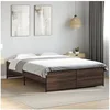 Image de Bedframe bewerkt hout metaal bruin eikenkleur 120x200 cm3279896