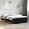 Image de Cadre de lit noir 135x190 cm bois d'ingénierie et métal, lit, lit d'invité, lit double, meuble de chambre à coucher, 3279902