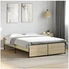 Image de Bedframe bewerkt hout metaal sonoma eikenkleurig 135x190 cm3279903