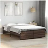 Image de Cadre de lit chêne marron 135x190 cm bois d'ingénierie et métal, lit, lit d'invité, lit double, meuble de chambre à 3279906