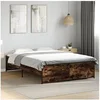 Image de Bedframe bewerkt hout metaal gerookt eikenkleurig 120x190 cm3279909