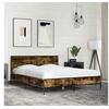 Image de Bedframe bewerkt hout metaal gerookt eikenkleurig 140x200 cm3279999