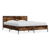 Image de Bedframe bewerkt hout metaal gerookt eikenkleurig 150x200 cm3280004