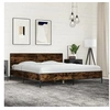 Image de Cadre de lit chêne fumé 200x200 cm bois d'ingénierie et métal, lit, meuble de chambre à coucher, sommier, lit double, 3280019