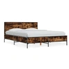 Image de Bedframe bewerkt hout metaal gerookt eikenkleurig 140x190 cm3280034