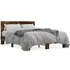 Image de Bedframe bewerkt hout metaal gerookt eikenkleurig 135x190 cm3280209