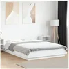 Image de Cadre de lit avec lumières LED blanc 140x200 cm bois ingénierie, meuble de chambre à coucher, sommier, lit de 3281098