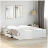 Image de Cadre de lit avec tiroirs blanc 150x200 cm bois d'ingénierie, lit, lit de rangement, cadre de lit double, lit double 3280286