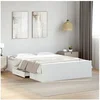 Image de Cadre de lit avec tiroirs blanc 120x200 cm bois d'ingénierie, lit, lit de rangement, cadre de lit double, lit double 3280300