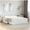 Image de Bedframe met lades bewerkt hout wit 135x190 cm3280314