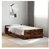 Image de Cadre de lit et tiroirs chêne fumé 75x190 cm bois d'ingénierie, lit, lit de rangement, cadre de lit simple, lit 3280353