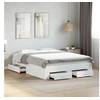 Image de Cadre de Lit avec Tiroirs, Sommier à Lattes, Lit Adulte, Lit Double de Chambre à Coucher Intérieur, Blanc 135x190 cm 3280405