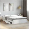 Image de Cadre de lit avec tiroirs blanc 150x200 cm bois d'ingï¿½nierie, lit, lit de rangement, cadre de lit double, lit double 3280650