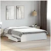 Image de Cadre de lit avec tiroirs sans matelas blanc 140x190 cm