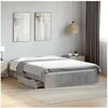 Image de Bedframe met lades bewerkt hout betongrijs 135x190 cm3280695