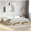 Image de Cadre de lit avec tiroirs sans matelas chêne sonoma 200x200 cm