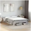 Image de Cadre de lit avec tiroirs sans matelas sonoma gris 140x190 cm