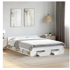Image de Bedframe met lades bewerkt hout wit 135x190 cm3280769