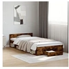 Image de Cadre de lit et tiroir chêne fumé 90x190 cm bois d'ingénierie, lit, lit de rangement, cadre de lit simple, lit 3280787
