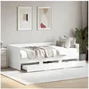 Image de Lit de Jour avec Tiroirs, Canapé-lit avec Rangement, Lit d'Invité, Meuble de Salon Chambre à Coucher, Moderne, Blanc 3280811