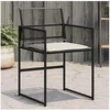 Image de Chaises de jardin lot de 4 avec coussins noir résine tressée, siège de jardin, sièges d'extérieur, chaise 4008575