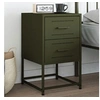 Image de Table de chevet vert olive 36x39x60,5 cm acier, armoire, armoire latérale, support de téléphone, table de chevet, 846466