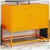 Image de Meuble TV jaune moutarde 68,5x39x60,5 cm acier, support TV, buffet TV, meuble multimédia, banc TV, armoire hifi, 846473