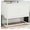 Image de Meuble TV blanc 68,5x39x60,5 cm acier, support TV, buffet TV, meuble multimédia, banc TV, armoire hifi, centre de 846475