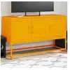 Image de Meuble TV jaune moutarde 100,5x39x60,5 cm acier, support TV, buffet TV, meuble multimédia, banc TV, armoire hifi, 846479