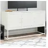 Image de Meuble TV blanc 100,5x39x60,5 cm acier, support TV, buffet TV, meuble multimédia, banc TV, armoire hifi, centre de 846481