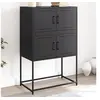 Image de Buffet noir 68,5x38,5x107 cm acier, armoire, armoire latérale, armoire de rangement, armoire, placard, buffet haut, 846482