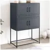 Image de Buffet anthracite 68,5x38,5x107 cm acier, armoire, armoire latérale, armoire de rangement, armoire, placard, buffet 846484
