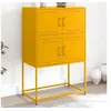 Image de Buffet jaune moutarde 68,5x38,5x107 cm acier, armoire, armoire latérale, armoire de rangement, armoire, placard, 846485