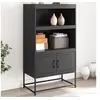 Image de Buffet haut noir 68,5x38,5x123,5 cm acier, buffet, placard, armoire latérale, armoire, armoire de rangement, armoire 846500