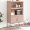Image de Buffet haut rose 68,5x38,5x123,5 cm acier, buffet, placard, armoire latérale, armoire, armoire de rangement, armoire 846501