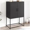 Image de Buffet haut noir 68,5x38,5x107 cm acier, buffet, placard, armoire latérale, armoire, armoire de rangement, armoire 846506