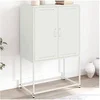 Image de Buffet haut blanc 68,5x38,5x107 cm acier, buffet, placard, armoire latérale, armoire, armoire de rangement, armoire 846511