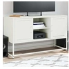Image de Meuble TV blanc 100,5x39x60,5 cm acier, support TV, buffet TV, meuble multimédia, banc TV, armoire hifi, centre de 846517