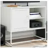 Image de Meuble TV blanc 68x39x60,5 cm acier, support TV, buffet TV, meuble multimédia, banc TV, armoire hifi, centre de 846523