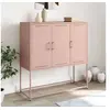 Image de Buffet haut rose 100,5x39x107 cm acier, buffet, placard, armoire latérale, armoire, armoire de rangement, armoire 846537