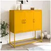 Image de Buffet haut jaune moutarde 100,5x39x107 cm acier, buffet, placard, armoire latérale, armoire, armoire de rangement, 846539