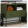 Image de Meuble TV vert olive 68x39x60,5 cm acier, support TV, buffet TV, armoire hifi, banc TV, armoire en métal, meuble 846552