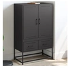Image de Buffet Haut, Armoire avec Tiroirs, Placard avec Porte, Meuble de Rangement, Organisateur de Salle de Séjour, Noir 846608