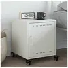 Image de Table de chevet blanc 36x39x43,5 cm acier, armoire, armoire latérale, support de téléphone, table de chevet, mobilier 846624