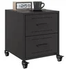 Image de Tables de chevet 2 pcs noir 36x39x43,5 cm acier, armoire, meubles de chambre à coucher, support de téléphone, armoire 846627