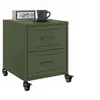 Image de Tables de chevet 2 pcs vert olive 36x39x43,5 cm acier, armoire, meubles de chambre à coucher, support de téléphone, 846635