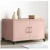 Image de Table Basse, Table d'Appoint avec Poignée, Bout de Canapé avec Porte, Meuble de Rangement Salle de Séjour, Rose 846687