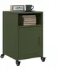 Image de Tables de chevet 2 pcs vert olive 36x39x59 cm acier, armoire, meubles de chambre à coucher, support de téléphone, 846725